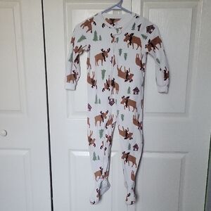Carter's | Boys Reindeer Print One Piece Footie Pajamas
